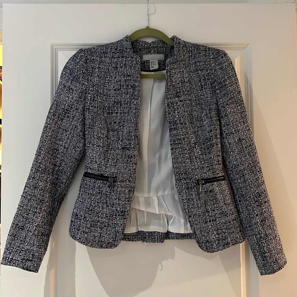 H&M Blazer Blue Structured Suit Jacket